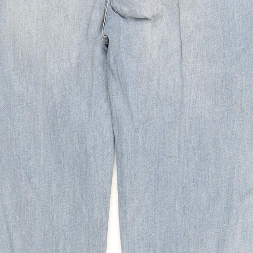 Marks and Spencer Womens Blue Cotton Straight Jeans Size 14 L31 in Regular Zip