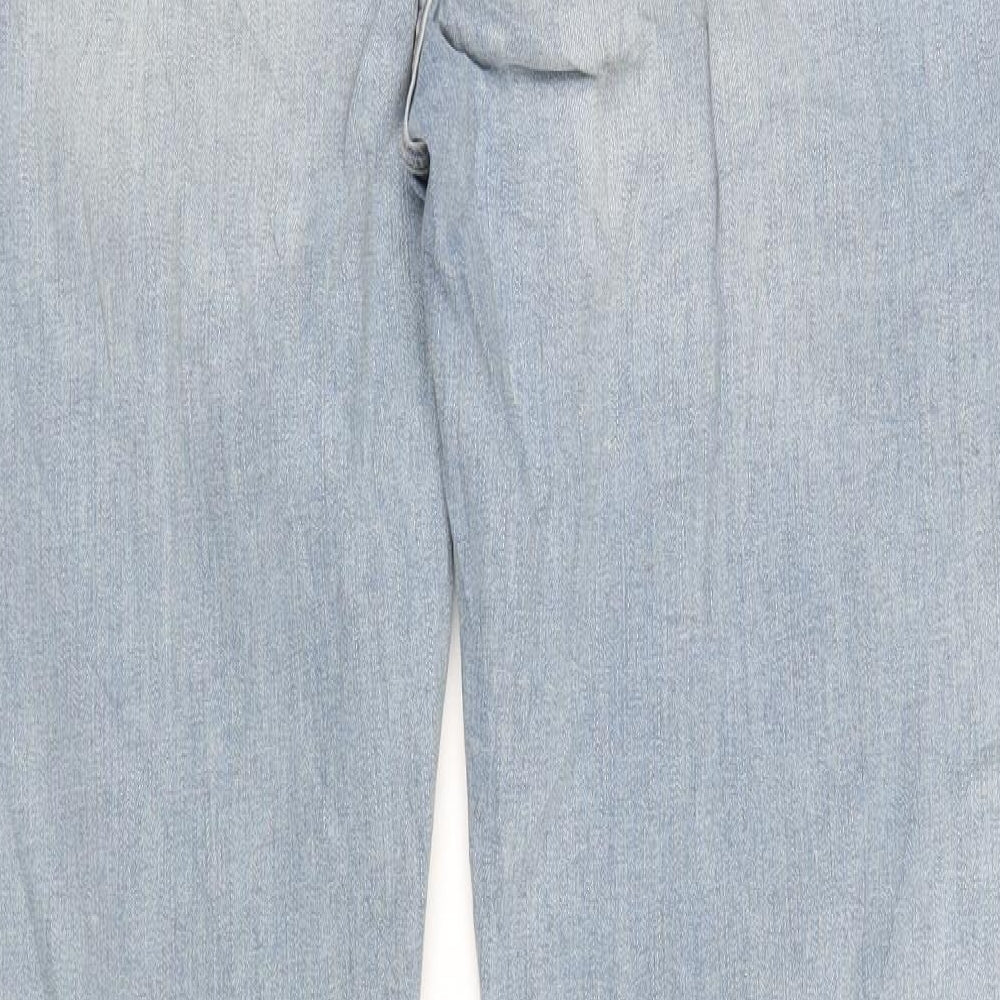 Marks and Spencer Womens Blue Cotton Straight Jeans Size 14 L31 in Regular Zip