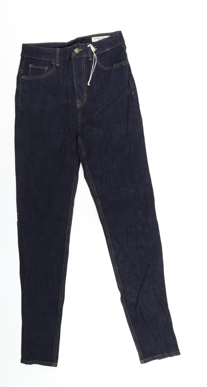 Marks and Spencer Womens Blue Cotton Skinny Jeans Size 6 L31 in Regular Zip