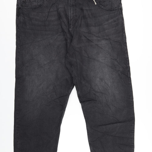 Marks and Spencer Womens Grey Cotton Straight Jeans Size 24 L27 in Regular Zip