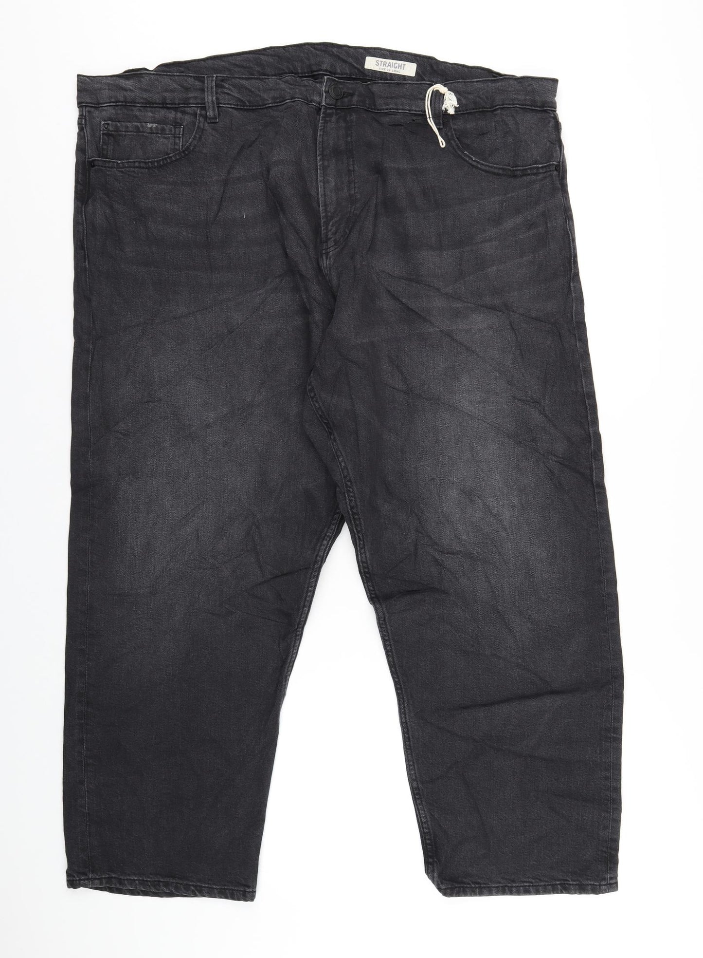 Marks and Spencer Womens Grey Cotton Straight Jeans Size 24 L27 in Regular Zip