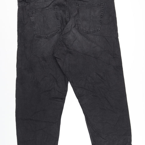 Marks and Spencer Womens Grey Cotton Straight Jeans Size 24 L27 in Regular Zip