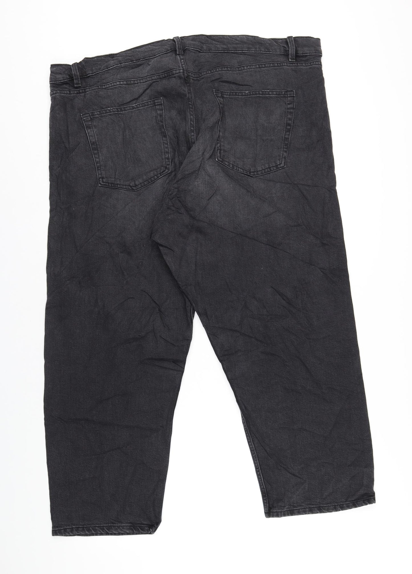 Marks and Spencer Womens Grey Cotton Straight Jeans Size 24 L27 in Regular Zip