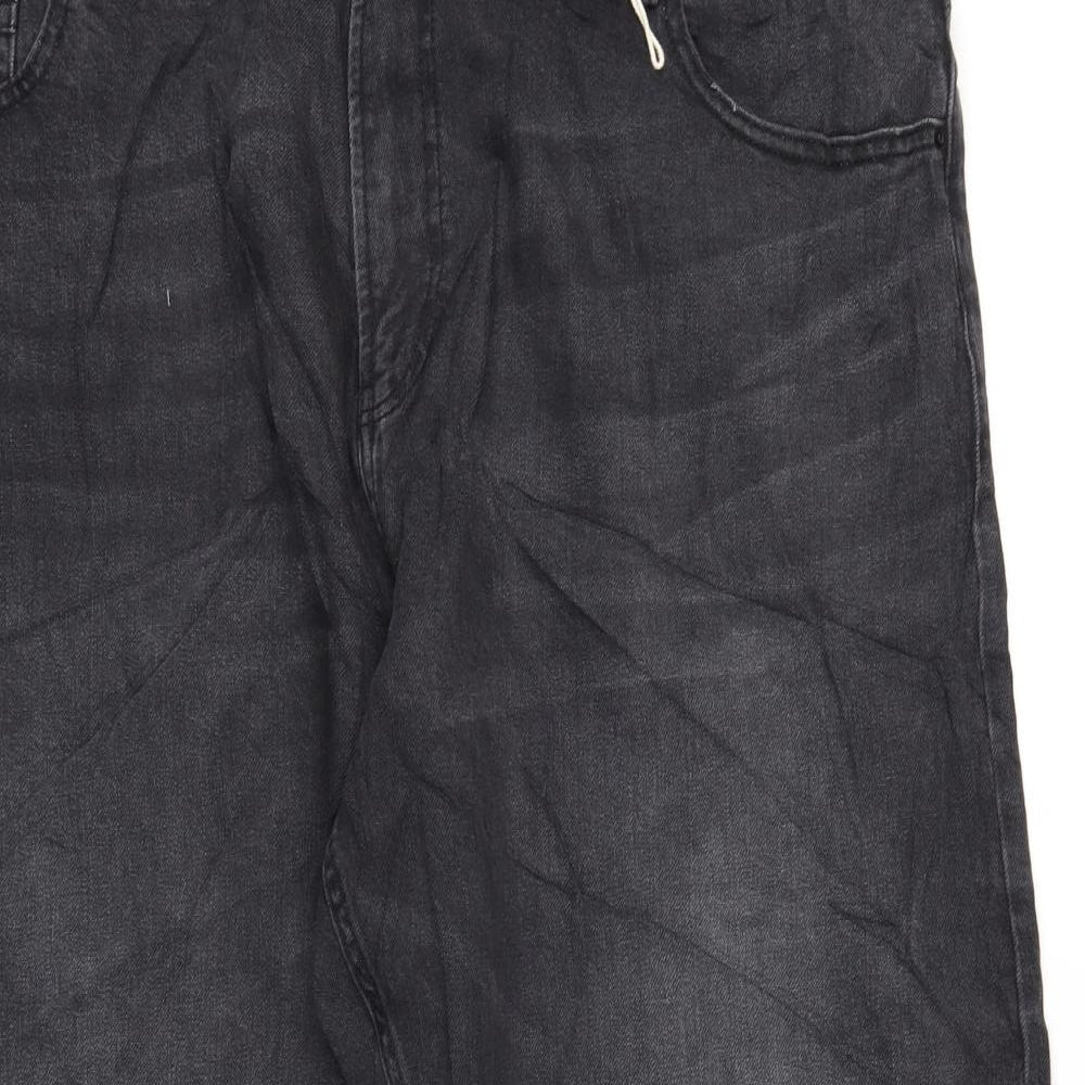 Marks and Spencer Womens Grey Cotton Straight Jeans Size 24 L27 in Regular Zip