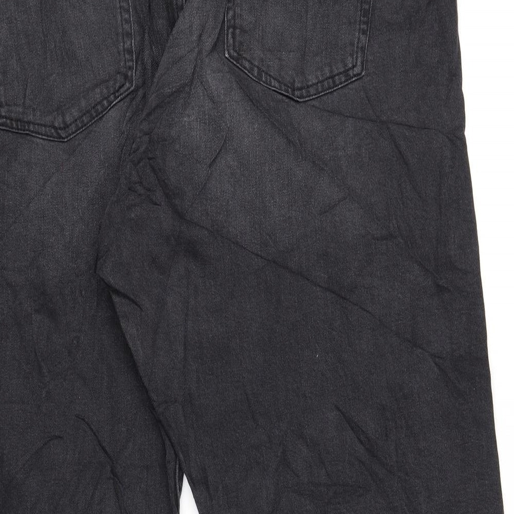 Marks and Spencer Womens Grey Cotton Straight Jeans Size 24 L27 in Regular Zip