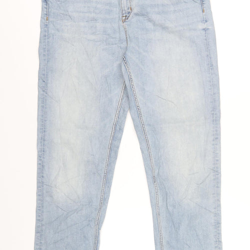 Marks and Spencer Womens Blue Cotton Straight Jeans Size 18 L29 in Regular Zip
