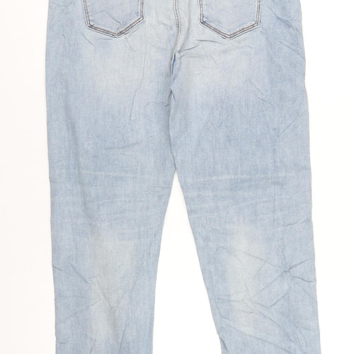 Marks and Spencer Womens Blue Cotton Straight Jeans Size 18 L29 in Regular Zip