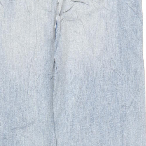 Marks and Spencer Womens Blue Cotton Straight Jeans Size 18 L29 in Regular Zip
