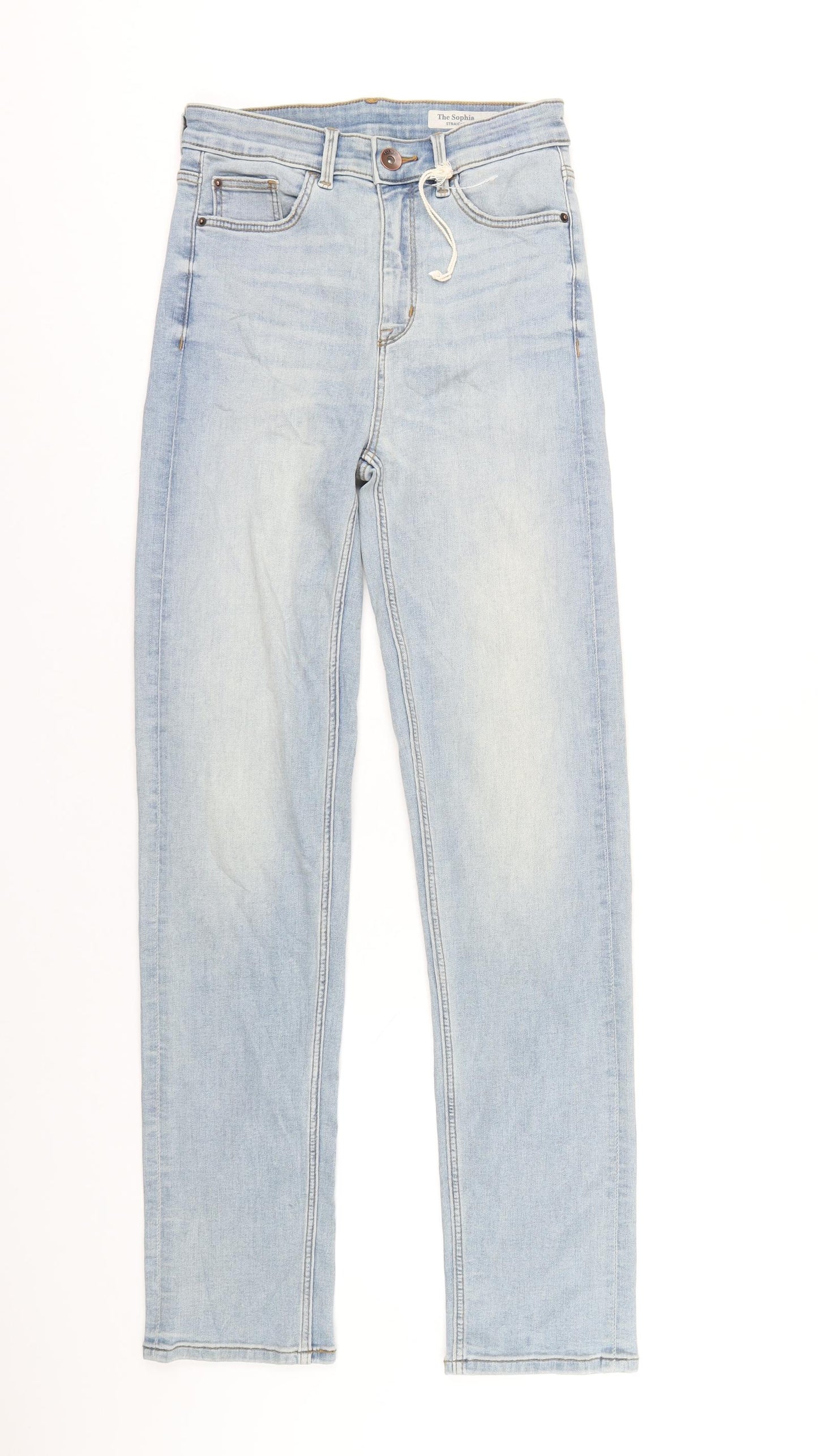 Marks and Spencer Womens Blue Cotton Straight Jeans Size 8 L32 in Regular Zip