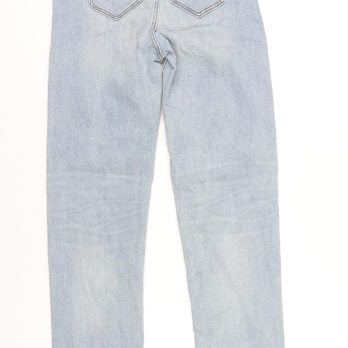 Marks and Spencer Womens Blue Cotton Straight Jeans Size 8 L32 in Regular Zip