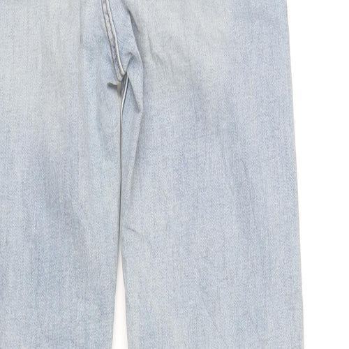 Marks and Spencer Womens Blue Cotton Straight Jeans Size 8 L32 in Regular Zip