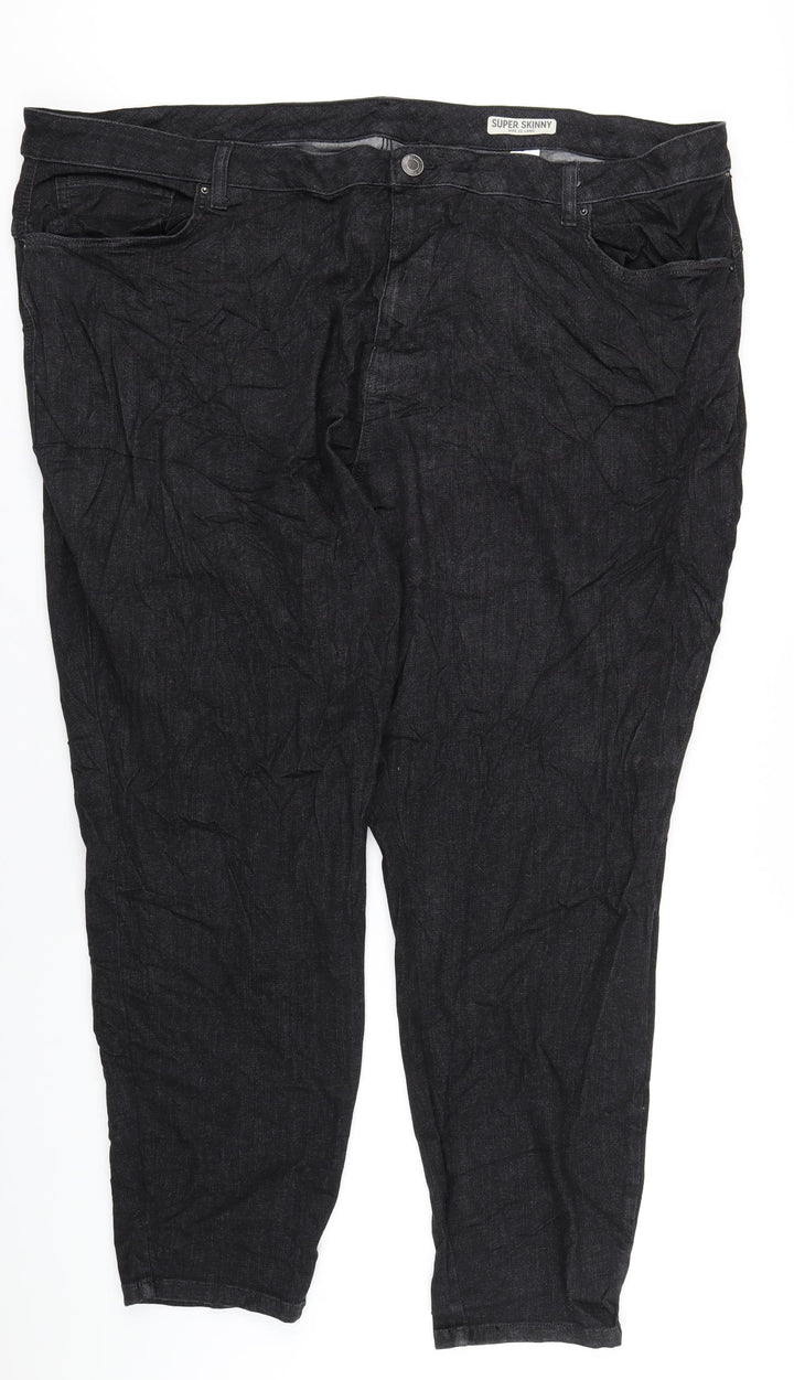 Marks and Spencer Womens Black Cotton Skinny Jeans Size 32 in L30 in Regular Zip