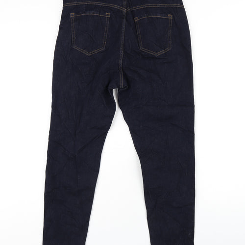 Marks and Spencer Womens Blue Cotton Straight Jeans Size 16 L26 in Regular Zip