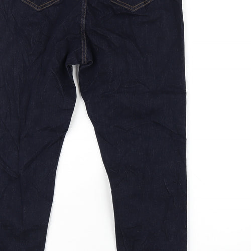 Marks and Spencer Womens Blue Cotton Straight Jeans Size 16 L26 in Regular Zip