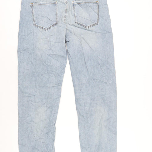 Marks and Spencer Womens Blue Cotton Straight Jeans Size 14 L30 in Regular Zip