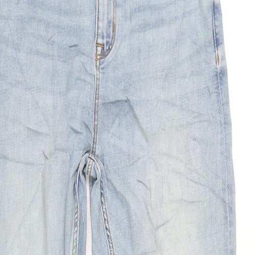 Marks and Spencer Womens Blue Cotton Straight Jeans Size 14 L30 in Regular Zip