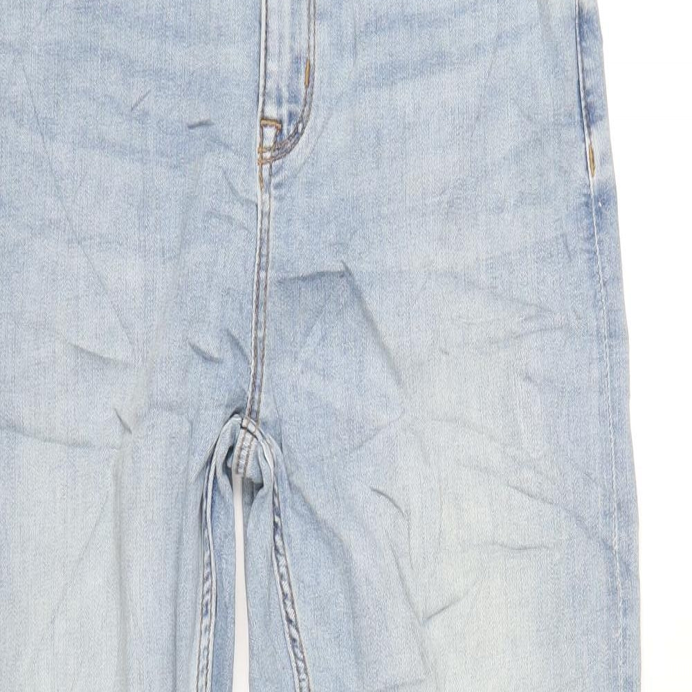 Marks and Spencer Womens Blue Cotton Straight Jeans Size 14 L30 in Regular Zip