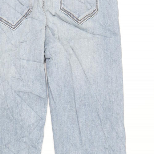 Marks and Spencer Womens Blue Cotton Straight Jeans Size 14 L30 in Regular Zip