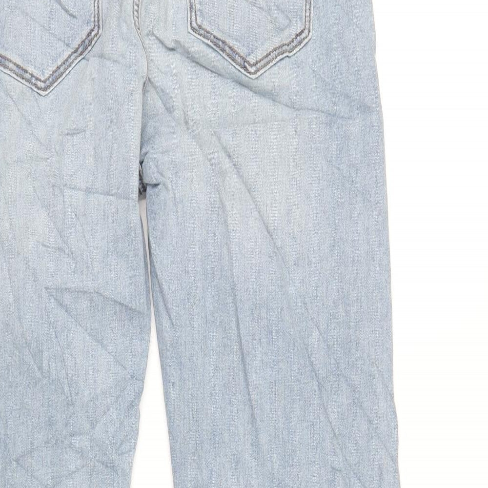 Marks and Spencer Womens Blue Cotton Straight Jeans Size 14 L30 in Regular Zip