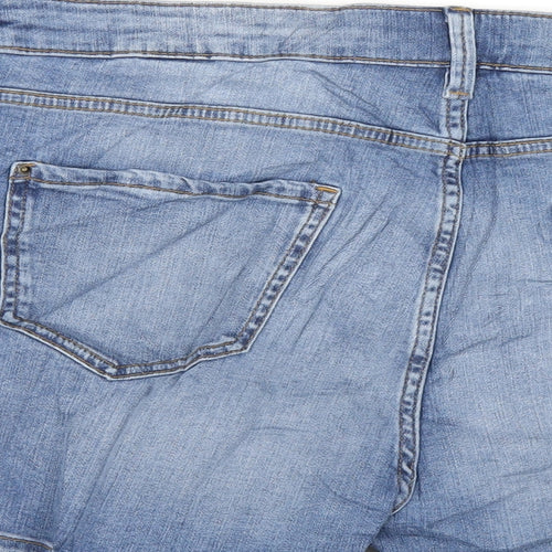 Marks and Spencer Womens Blue Cotton Hot Pants Shorts Size 16 L4 in Regular Zip