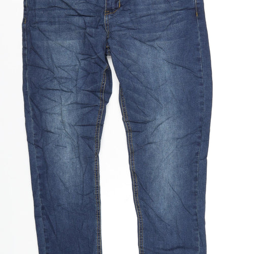 Boohoo Mens Blue Cotton Skinny Jeans Size 32 in L30 in Regular Zip