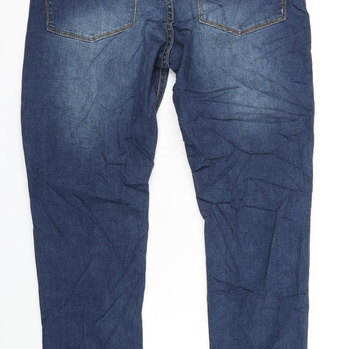 Boohoo Mens Blue Cotton Skinny Jeans Size 32 in L30 in Regular Zip