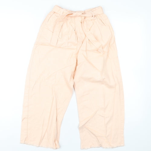 F&F Girls Pink Cotton Wide-Leg Jeans Size 11-12 Years L21 in Regular Pullover