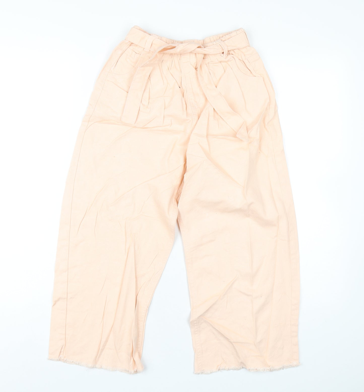 F&F Girls Pink Cotton Wide-Leg Jeans Size 11-12 Years L21 in Regular Pullover
