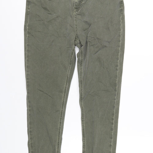 Per Una Womens Green Cotton Skinny Jeans Size 12 L28 in Regular Zip