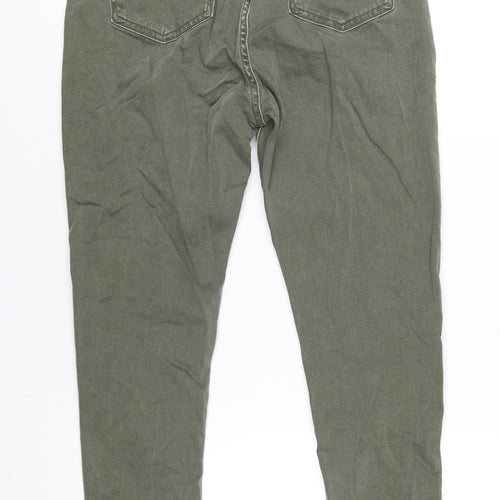 Per Una Womens Green Cotton Skinny Jeans Size 12 L28 in Regular Zip