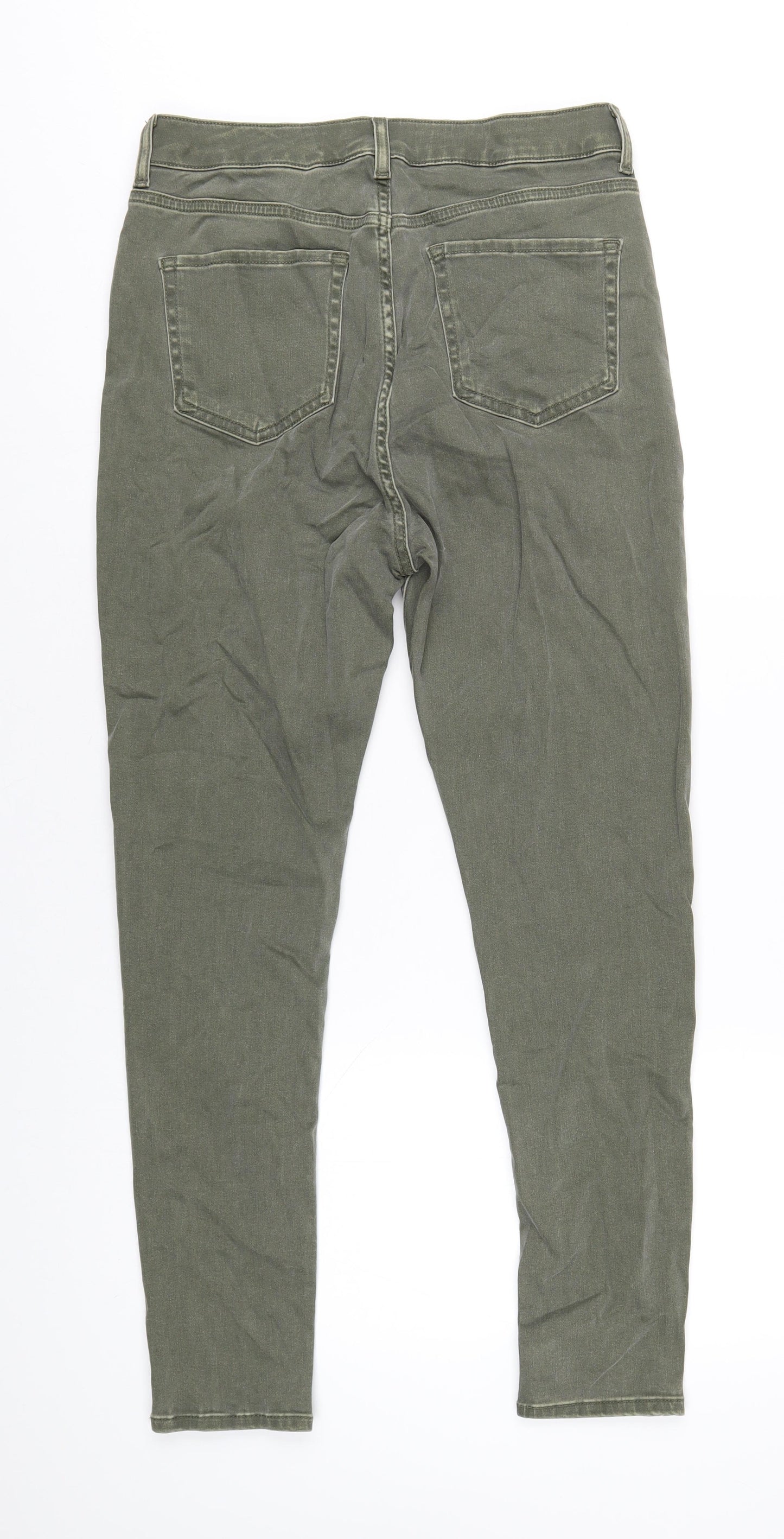 Per Una Womens Green Cotton Skinny Jeans Size 12 L28 in Regular Zip