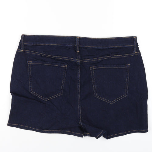 Marks and Spencer Womens Blue Cotton Hot Pants Shorts Size 16 Regular Zip