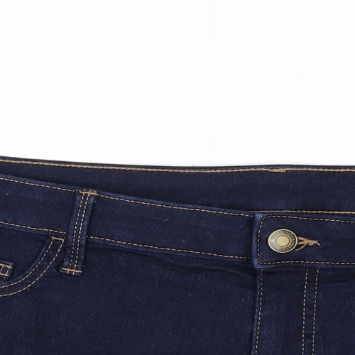 Marks and Spencer Womens Blue Cotton Hot Pants Shorts Size 16 Regular Zip