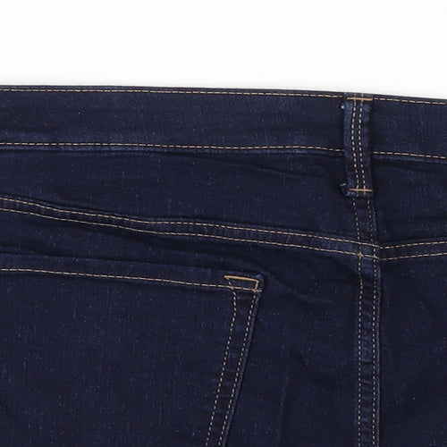 Marks and Spencer Womens Blue Cotton Hot Pants Shorts Size 16 Regular Zip