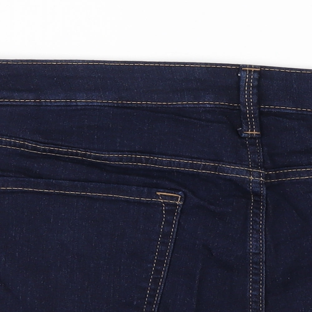 Marks and Spencer Womens Blue Cotton Hot Pants Shorts Size 16 Regular Zip