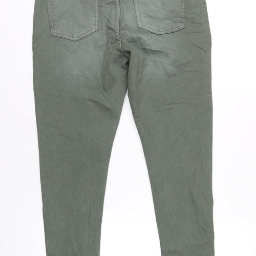 Marks and Spencer Womens Green Cotton Skinny Jeans Size 14 L29 in Regular Zip