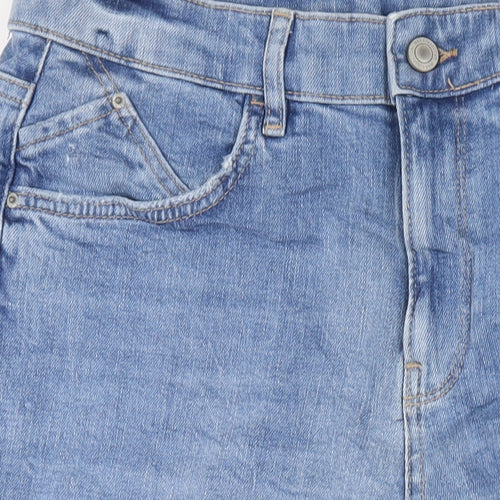 Marks and Spencer Womens Blue Cotton Boyfriend Jeans Size 12 L26 in Regular Zip