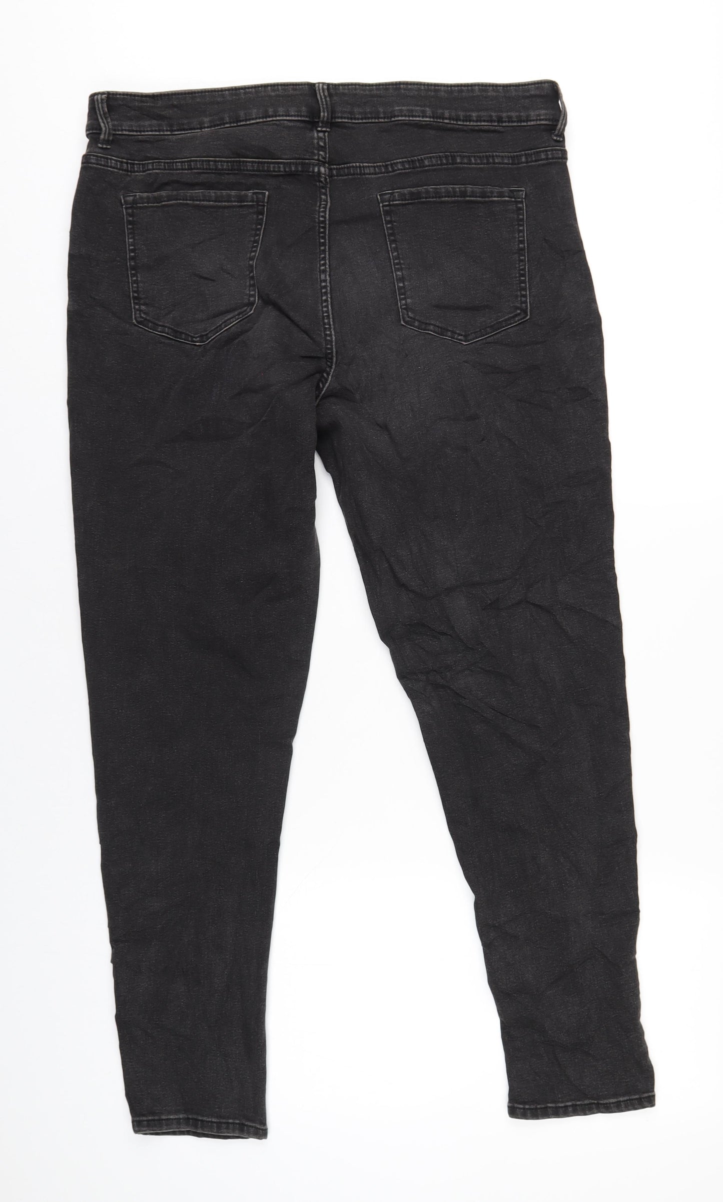 Marks and Spencer Womens Grey Cotton Skinny Jeans Size 18 L29 in Regular Zip