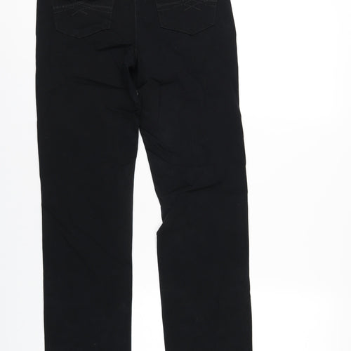 Marks and Spencer Womens Black Cotton Straight Jeans Size 8 L31 in Regular Zip