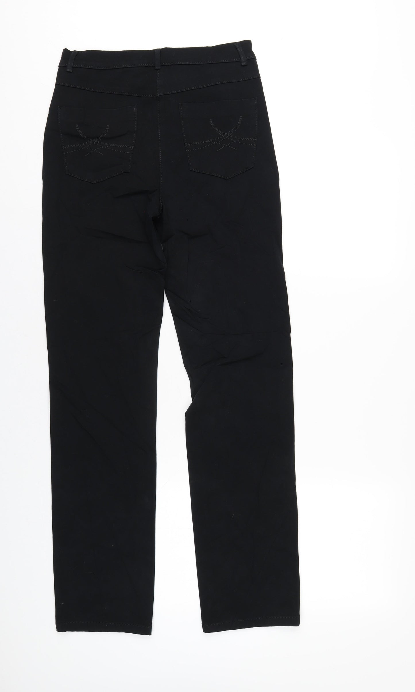 Marks and Spencer Womens Black Cotton Straight Jeans Size 8 L31 in Regular Zip