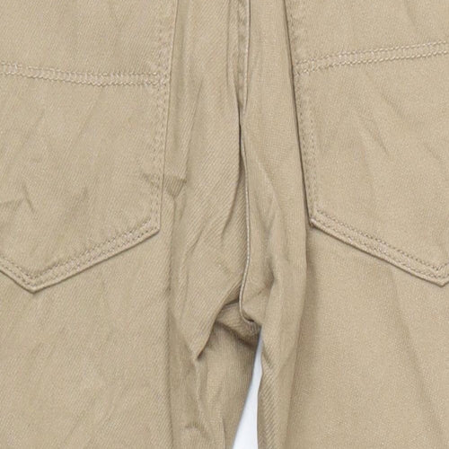 Marks and Spencer Mens Beige Cotton Trousers Size 28 in L29 in Slim Zip