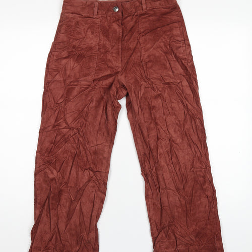 Marks and Spencer Womens Brown Cotton Sweatpants Trousers Size 10 L24 in Regular Zip