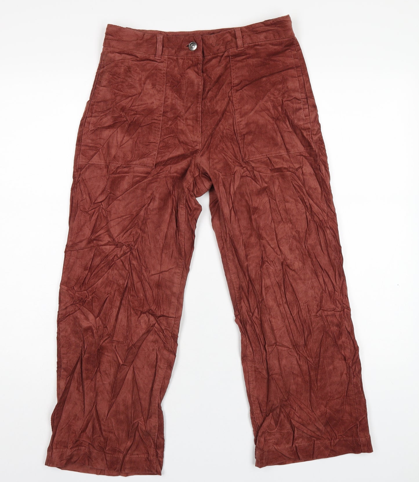 Marks and Spencer Womens Brown Cotton Sweatpants Trousers Size 10 L24 in Regular Zip