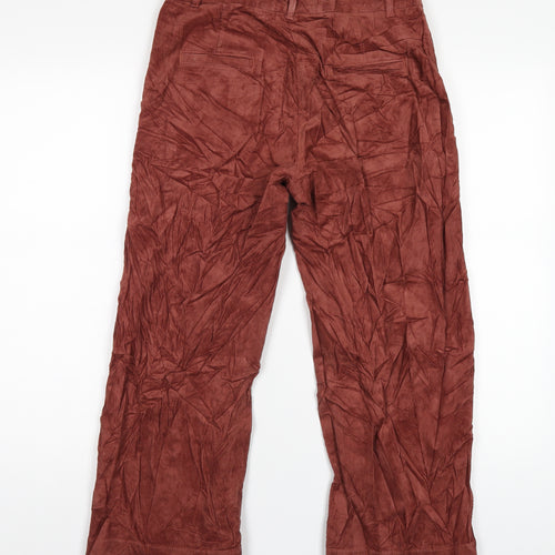 Marks and Spencer Womens Brown Cotton Sweatpants Trousers Size 10 L24 in Regular Zip