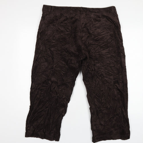 Per Una Womens Brown Cotton Trousers Size 18 L24 in Regular Zip