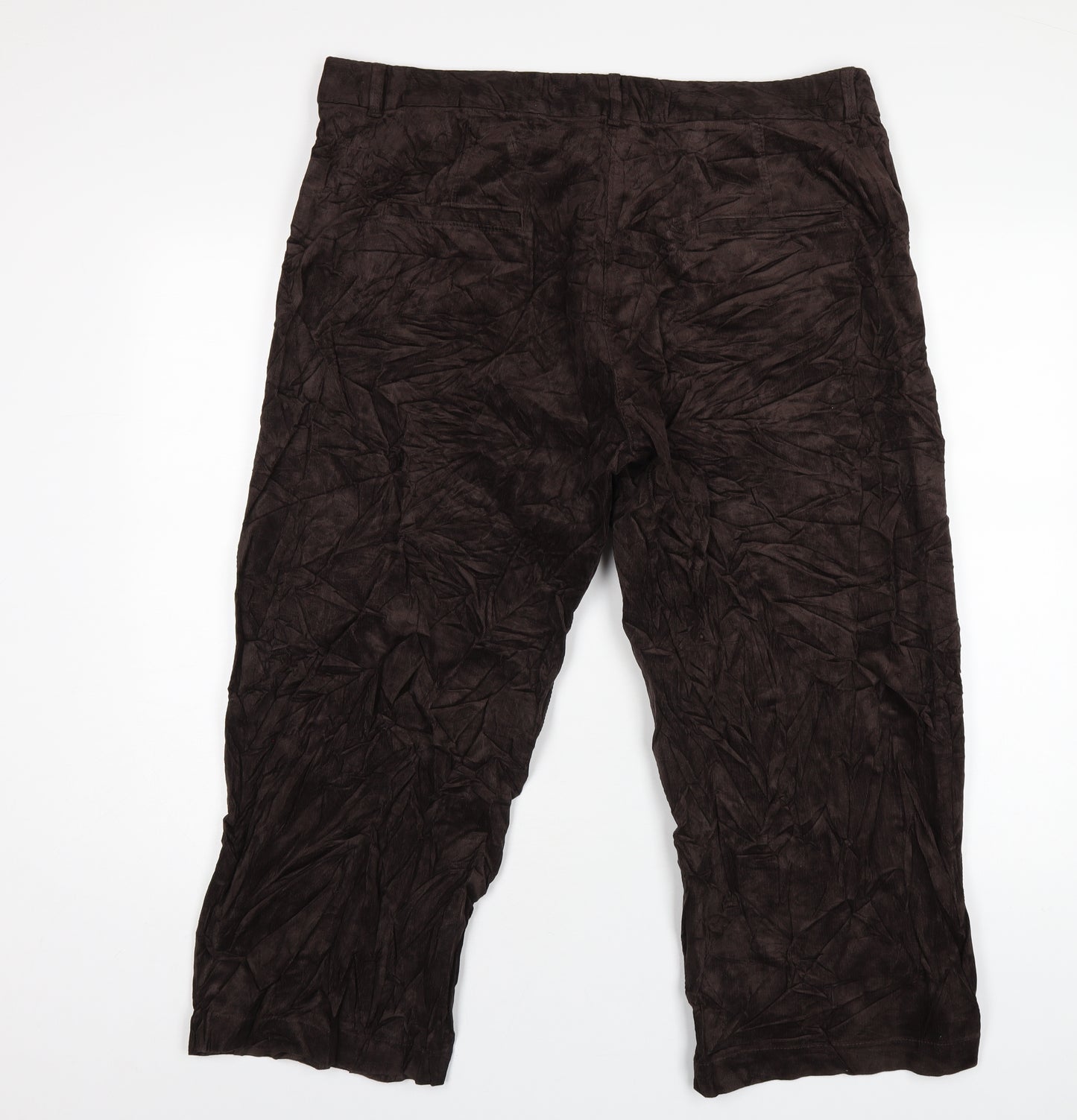 Per Una Womens Brown Cotton Trousers Size 18 L24 in Regular Zip
