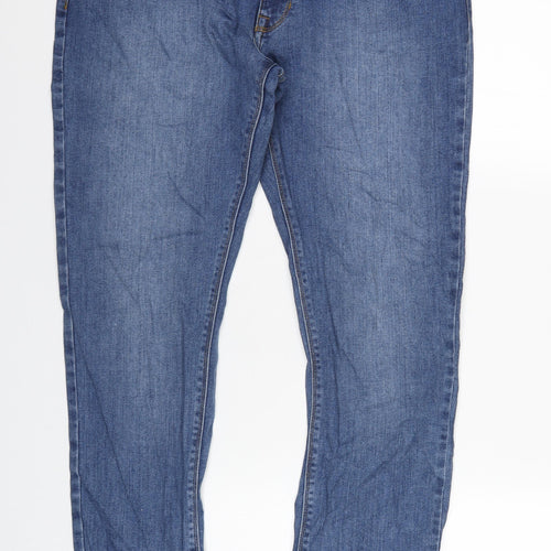 Marks and Spencer Mens Blue Cotton Straight Jeans Size 34 in L31 in Slim Zip