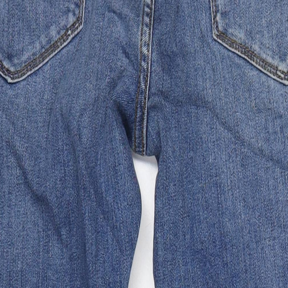 Marks and Spencer Mens Blue Cotton Straight Jeans Size 34 in L31 in Slim Zip