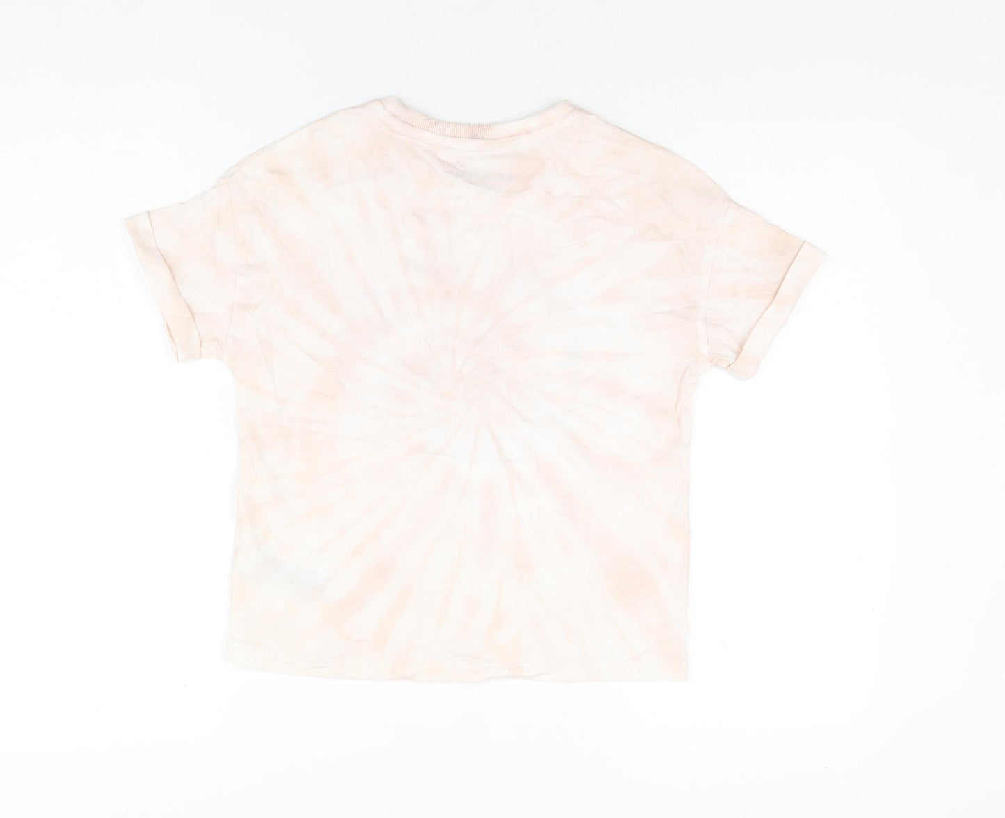 Marks and Spencer Girls Pink Geometric Cotton Basic T-Shirt Size 9-10 Years Round Neck Pullover - Mystic Dreams, Tie Dye