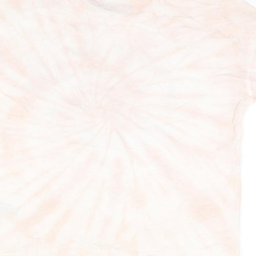 Marks and Spencer Girls Pink Geometric Cotton Basic T-Shirt Size 9-10 Years Round Neck Pullover - Mystic Dreams, Tie Dye